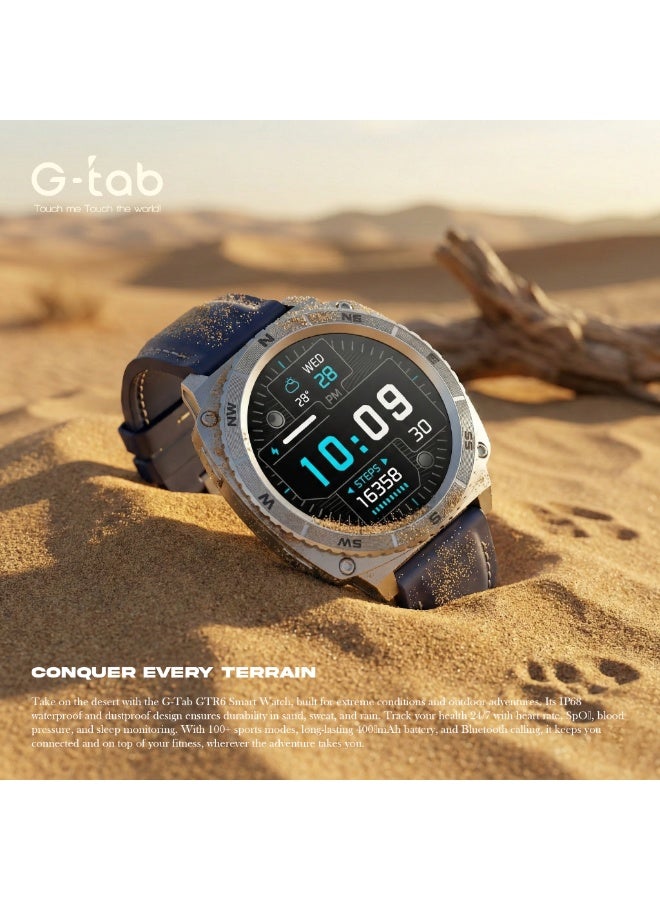 G-Tab GTR6 Smart Watch with Rotating Bezel, 1.43-Inch AMOLED Display, Bluetooth Calling, ChatGPT AI Assistant, Heart Rate & SpO₂ Monitoring, 100+ Sports Modes, IP68 Waterproof, Android & iOS Compatible - Image 3